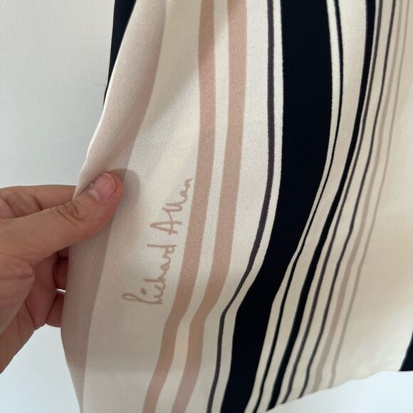 Richard Allan X H&M Black‎ White Tan Printed Swirls Boat Neck Long Sleeve Dress - Picture 12 of 15